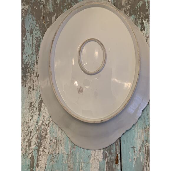 Vintage Imperial H & C Carlsbad Austria Large 19" Platter Pink Floral Green Leav - Picture 9 of 11